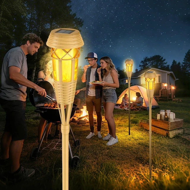 Alt view image 6 of 7 - Solar Flickering Flame Torch Lights 4Pack - IP65 Waterproof Dusk to Dawn Auto On/Off, Outdoor Decorative Lights for Garden Yard