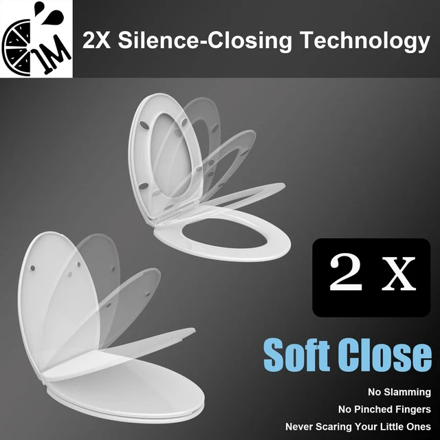 Alt view image 3 of 6 - Family Toilet Seat, Patented Slow Close & Quick Releasing Technology, Anti-Wiggling, Easy to Install and Clean, Standard Round with Adult Seat Only (1 Piece)