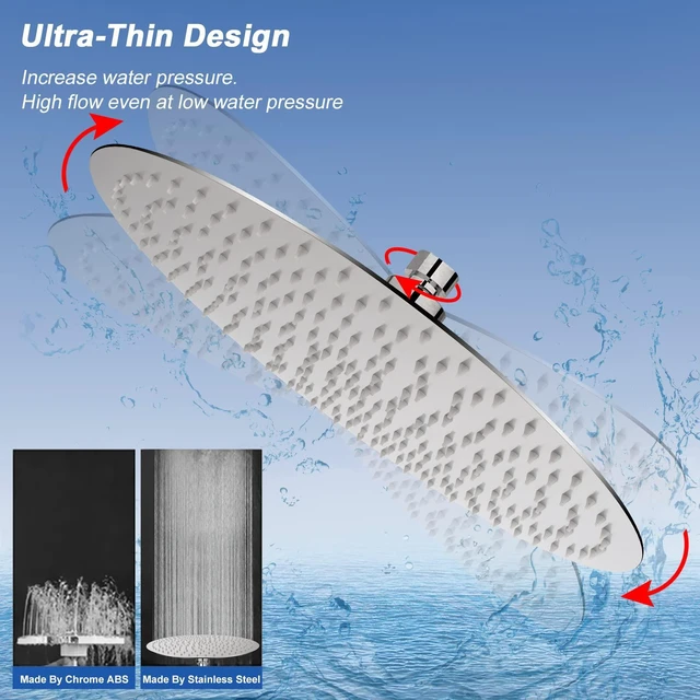 Alt view image 2 of 7 - Rain Shower Head, Ultra-Thin Design-Pressure Boosting, Awesome Some Experience, High Flow Stainless Steel Rainfall Head (16 Inch, Brushed Nickel)