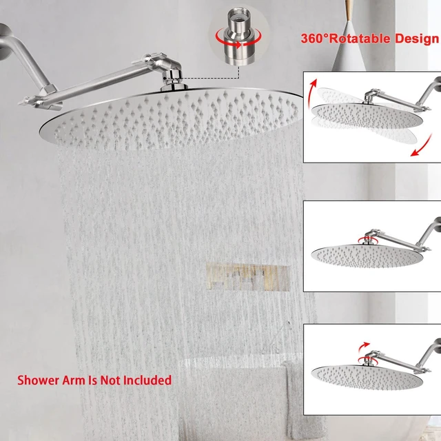 Alt view image 5 of 7 - Rain Shower Head, Ultra-Thin Design-Pressure Boosting, Awesome Some Experience, High Flow Stainless Steel Rainfall Head (16 Inch, Brushed Nickel)