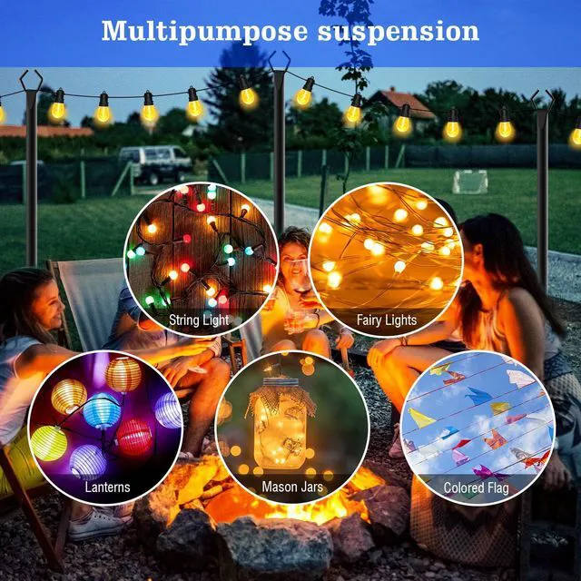 Alt view image 3 of 7 - 6 Pack String Light Poles,10 Ft Metal Poles with Fork for Outdoor String Lights,Outdoor Light Poles with Fork,Poles/Post/Stand for Outside,Patio,Deck,Backyard,Garden Wedding,Party