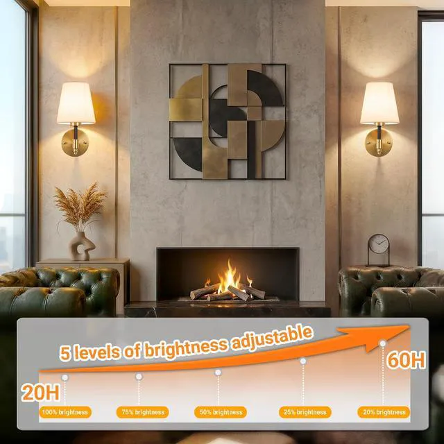 Alt view image 6 of 7 - Battery Operated Wall Sconce, Peel and Stick Sconces Set of 2 Wireless Adhesive Stick On Wall Sconce, 10000mAh Rechargeable RGB Bulb with Remote, No Drill Wall Light for Bedroom Decor