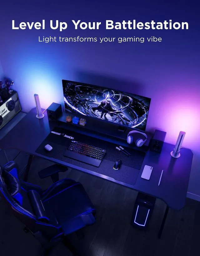 Alt view image 2 of 7 - Smart Light Bar, RGBICWW TV Lights for Living Room, Gaming, Silver Compatible with SmartThings, Matter, Alexa, LED Light Bar with Scene and Music Modes for Living Room, Gaming, PC, App Control
