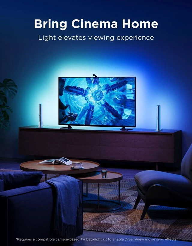 Alt view image 3 of 7 - Smart Light Bar, RGBICWW TV Lights for Living Room, Gaming, Silver Compatible with SmartThings, Matter, Alexa, LED Light Bar with Scene and Music Modes for Living Room, Gaming, PC, App Control