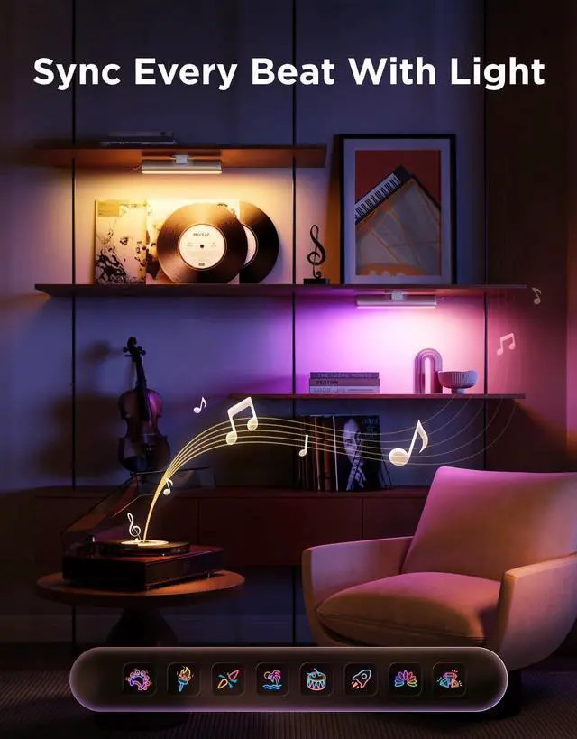 Alt view image 4 of 7 - Smart Light Bar, RGBICWW TV Lights for Living Room, Gaming, Silver Compatible with SmartThings, Matter, Alexa, LED Light Bar with Scene and Music Modes for Living Room, Gaming, PC, App Control