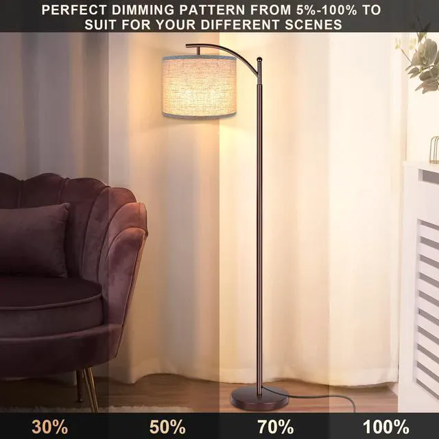 Alt view image 3 of 7 - Floor Lamp for Living Room, 4 Color Temperature LED Floor Lamp with Remote Control & Foot Switch, LED Bulb Included, Modern Standing Lamp for Bedroom, Study Room, Office - Oil Rubbed Bronze