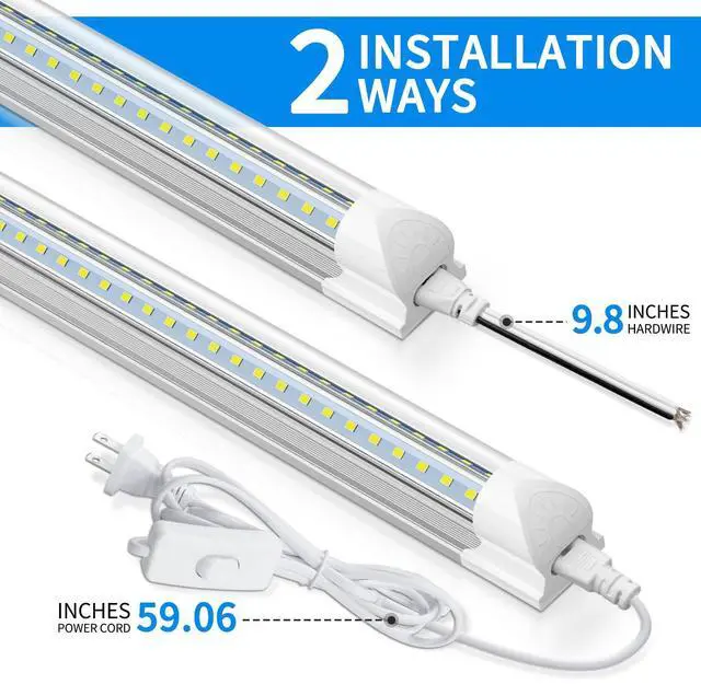 Alt view image 7 of 7 - (6-Pack) LED Shop Lights 2FT, 22W 3300 LM 6500K, V-Shaped Linkable High-Efficiency Under Cabinet Lighting, T8 Shop Light for Workbench, Kitchen, Workshop, Basement, Plug and Play ETL Listed