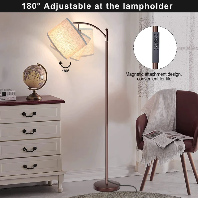 Alt view image 4 of 7 - Floor Lamp for Living Room, 4 Color Temperature LED Floor Lamp with Remote Control & Foot Switch, LED Bulb Included, Modern Standing Lamp for Bedroom, Study Room, Office - Oil Rubbed Bronze