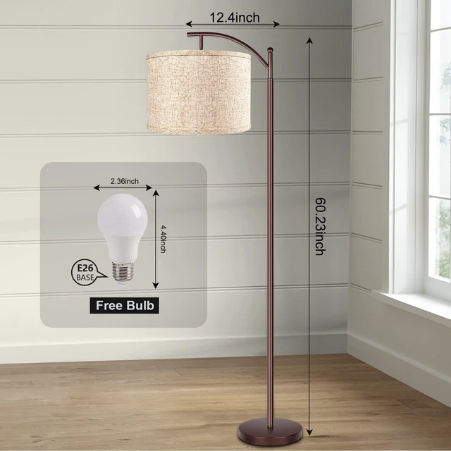 Alt view image 6 of 7 - Floor Lamp for Living Room, 4 Color Temperature LED Floor Lamp with Remote Control & Foot Switch, LED Bulb Included, Modern Standing Lamp for Bedroom, Study Room, Office - Oil Rubbed Bronze