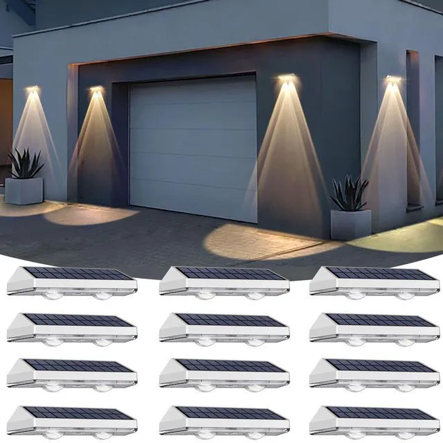 Main image of 12 Pack Solar Fence Lights Outdoor Waterproof LED - 3000/4000/6000K 3 Mode, IP65 Waterproof Fence Lights Solar Powered, Solar Wall Lights for Outside, Backyard/Step/Patio/Deck Fence/Stair Railings