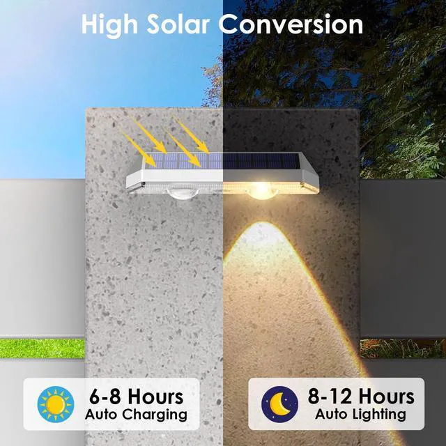 Alt view image 3 of 6 - 12 Pack Solar Fence Lights Outdoor Waterproof LED - 3000/4000/6000K 3 Mode, IP65 Waterproof Fence Lights Solar Powered, Solar Wall Lights for Outside, Backyard/Step/Patio/Deck Fence/Stair Railings