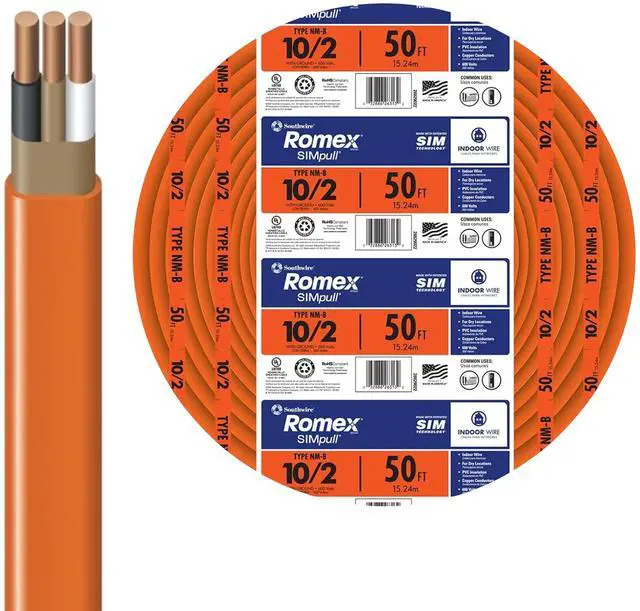Main image of Romex Brand Simpull Solid Indoor 10/2 W/G NMB Cable 50ft coil - SW# 28829022