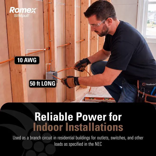 Alt view image 2 of 7 - Romex Brand Simpull Solid Indoor 10/2 W/G NMB Cable 50ft coil - SW# 28829022