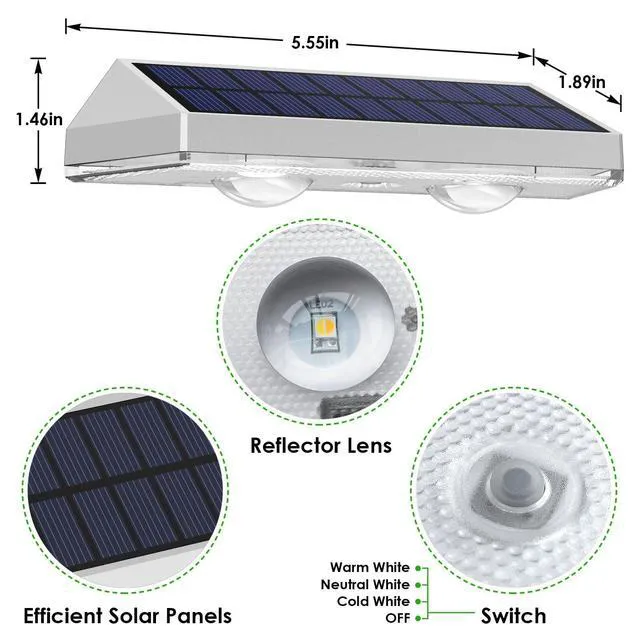 Alt view image 5 of 6 - 12 Pack Solar Fence Lights Outdoor Waterproof LED - 3000/4000/6000K 3 Mode, IP65 Waterproof Fence Lights Solar Powered, Solar Wall Lights for Outside, Backyard/Step/Patio/Deck Fence/Stair Railings