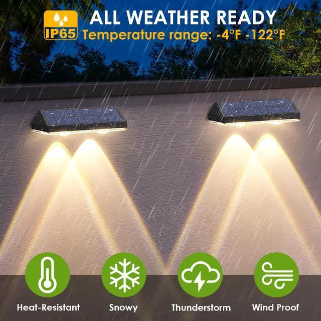 Alt view image 4 of 6 - Solar Fence Lights Outdoor, IP65 Waterproof LED, 3 Mode, 12H, Black,12PK 2700K/4000K/6000K 3 color temperatures, Fence Lights Solar Powered for Outside, Backyard/Step/Patio/Deck Fence/Stair Railings