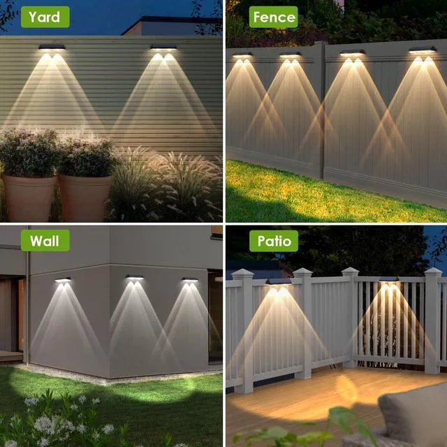 Alt view image 6 of 6 - Solar Fence Lights Outdoor, IP65 Waterproof LED, 3 Mode, 12H, Black,12PK 2700K/4000K/6000K 3 color temperatures, Fence Lights Solar Powered for Outside, Backyard/Step/Patio/Deck Fence/Stair Railings