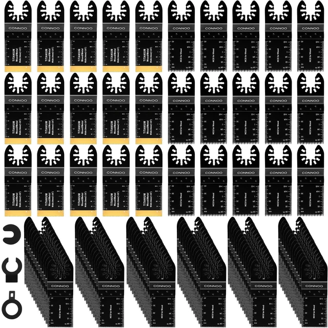 Main image of 120 Pack Oscillating Saw Blades, Multitool Oscillating Tool Blades for Wood Metal Plastics, Japanese Long Teeth, Quick Release Multi Tool Blades Kits for Oscillating Tools