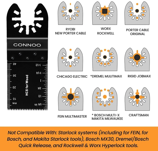 Alt view image 3 of 7 - 120 Pack Oscillating Saw Blades, Multitool Oscillating Tool Blades for Wood Metal Plastics, Japanese Long Teeth, Quick Release Multi Tool Blades Kits for Oscillating Tools