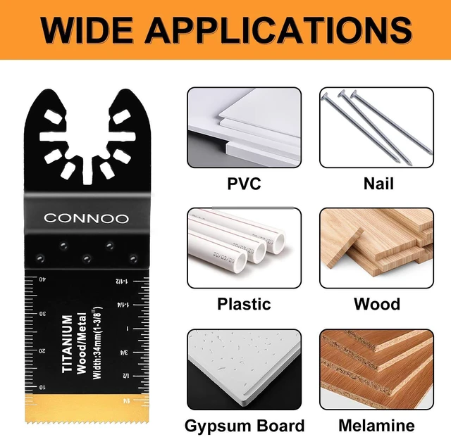 Alt view image 4 of 7 - 120 Pack Oscillating Saw Blades, Multitool Oscillating Tool Blades for Wood Metal Plastics, Japanese Long Teeth, Quick Release Multi Tool Blades Kits for Oscillating Tools