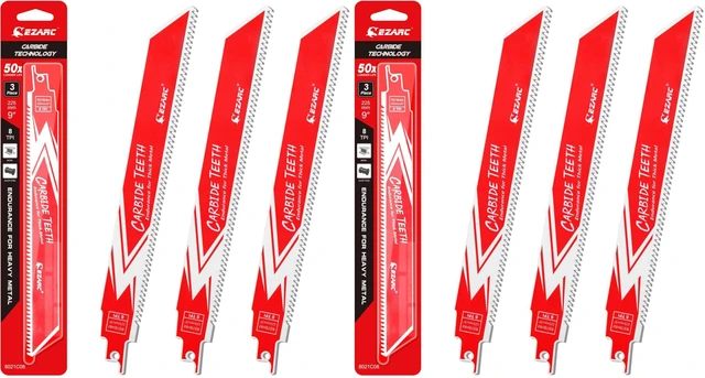 Main image of Carbide Reciprocating Saw Blade R978HM Endurance for Thick Metal, Cast Iron, Alloy Steel 9-Inch 8TPI, 6-Pack