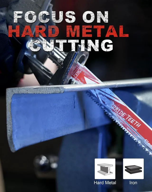 Alt view image 6 of 7 - Carbide Reciprocating Saw Blade R978HM Endurance for Thick Metal, Cast Iron, Alloy Steel 9-Inch 8TPI, 6-Pack