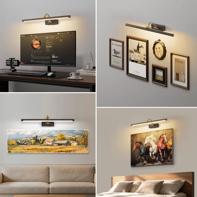 Alt view image 3 of 7 - LED Picture Lights for Wall Rechargeable, Battery Operated Art Light for Paintings (Wood Grain, 23.6inch)