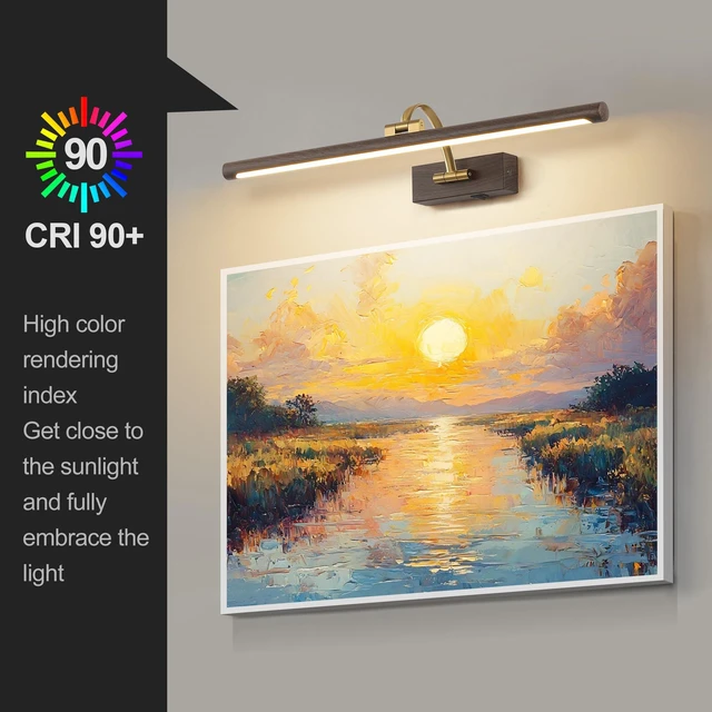 Alt view image 4 of 7 - LED Picture Lights for Wall Rechargeable, Battery Operated Art Light for Paintings (Wood Grain, 23.6inch)