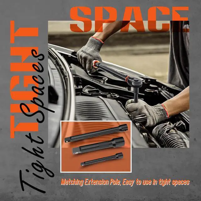 Alt view image 6 of 7 - Torque Wrench Set 1/2 3/8 1/4 Inch Drive Click ±3% Accuracy 10170 Ft.lb, 545 Ft.lb, 20220 In.lb, Dual-Direction, 3 Extension Bars Dual-Scale for Car,Moto,Truck,Spark Plug,Bike Repair