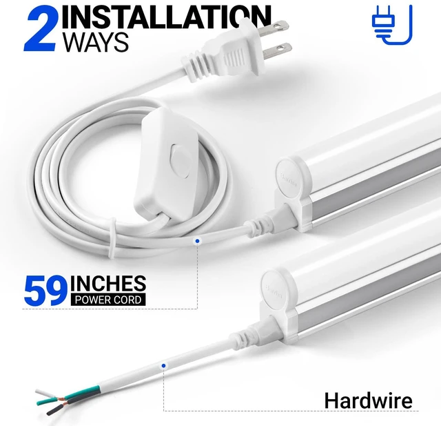 Alt view image 6 of 7 - LED T5 Shop Light 4FT, 2200lm, 4000K Cool White, 20W, 8 Packs Linkable Shop Lights, Ceiling and Under Cabinet Light, Tube Lights for Garage Warehouse Workshop Basement, ETL Listed