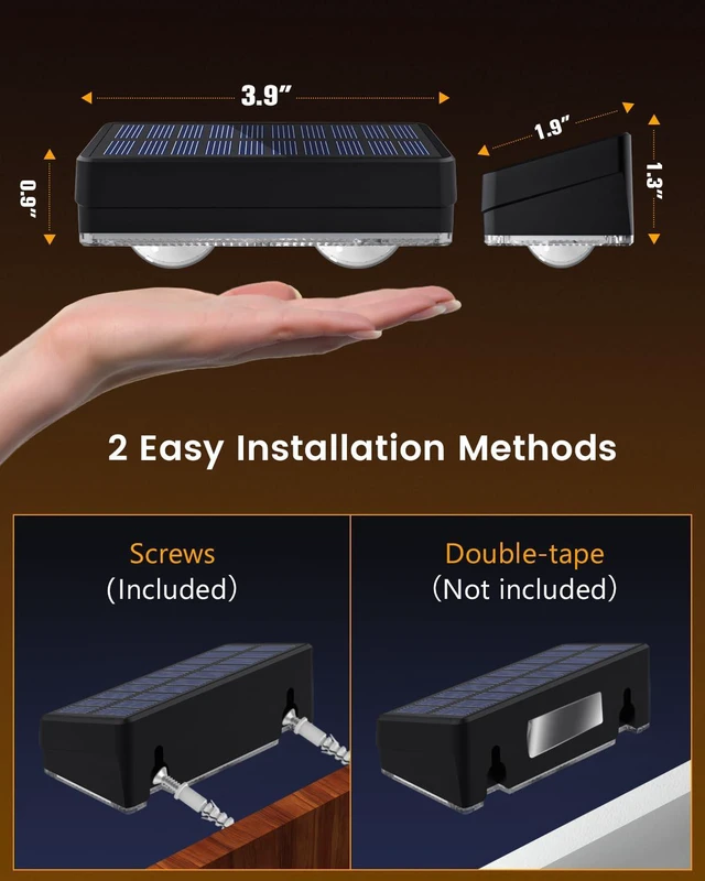 Alt view image 6 of 6 - Solar Fence Lights Outdoor Waterproof, 80 Lumens Solar Lights for Fence with Warm White & RGB 8 Colors,Outdoor Solar Light for Deck, Patio, Backyard, Fence, Railing (12-Pack-Black)