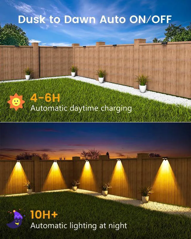 Alt view image 5 of 6 - Solar Fence Lights Outdoor Waterproof, 80 Lumens Solar Lights for Fence with Warm White & RGB 8 Colors,Outdoor Solar Light for Deck, Patio, Backyard, Fence, Railing (12-Pack-Black)