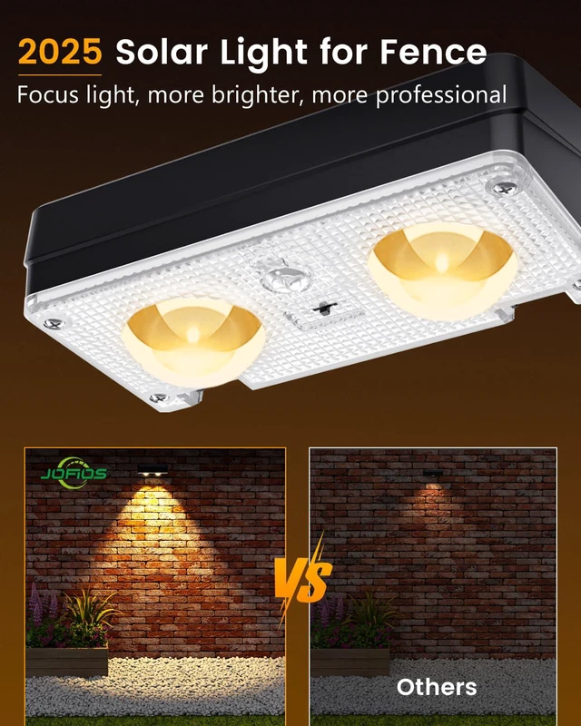 Alt view image 4 of 6 - Solar Fence Lights Outdoor Waterproof, 80 Lumens Solar Lights for Fence with Warm White & RGB 8 Colors,Outdoor Solar Light for Deck, Patio, Backyard, Fence, Railing (12-Pack-Black)