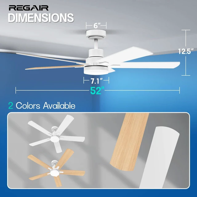 Alt view image 6 of 7 - Ceiling Fan With Light 52-Inch, Remote Control Reversible DC Motors, 3CCT Dimmable Timer Noiseless, Nickel Ceiling Fan for Bedroom Living Room, Indoor&Outdoor ETL Listed