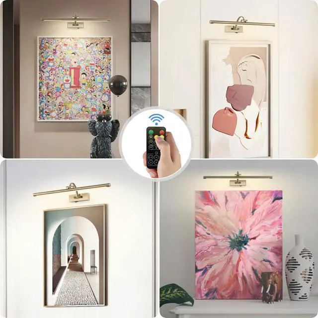 Alt view image 3 of 7 - Antique Bronze Picture Light, 23.6 Inch Remote Control Painting Lights for Wall Cordless, 3CCT Dimmable Wall Lights for Pictures, Rechargeable Art Light for Pictures On Wall with Timer
