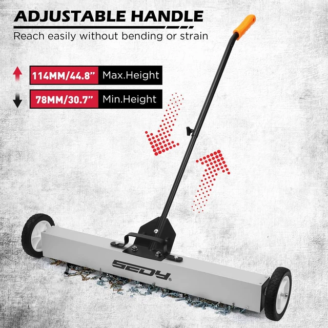 Alt view image 4 of 7 - 36-Inch Rolling Magnetic Sweeper | 40-Inch Telescoping Magnetic Pickup Tool | Magnetic Trays | 55-Pound Capacity Pick-up Sweeper for Nails, Screws & Metal Debris Workshop Garage Yard (3 Pack)