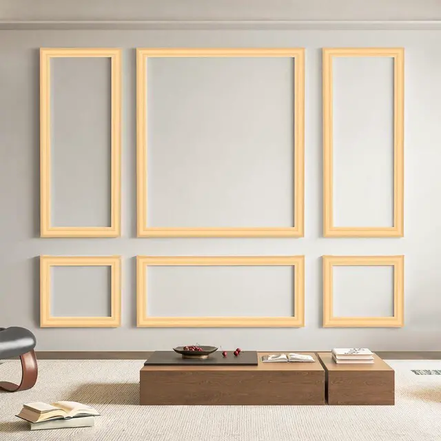 Main image of Pre-Cut Wall Molding Set of 6 pcs, 3 Top 3 Bottom, Oak Ready-to-Assemble Wainscoting Panel, High-Impact, Precision Pre-Cut, DIY-Friendly, Ideal for Indoor Wall Decor, Accent Walls