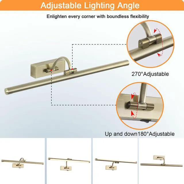 Alt view image 5 of 7 - Antique Bronze Picture Light, 23.6 Inch Remote Control Painting Lights for Wall Cordless, 3CCT Dimmable Wall Lights for Pictures, Rechargeable Art Light for Pictures On Wall with Timer