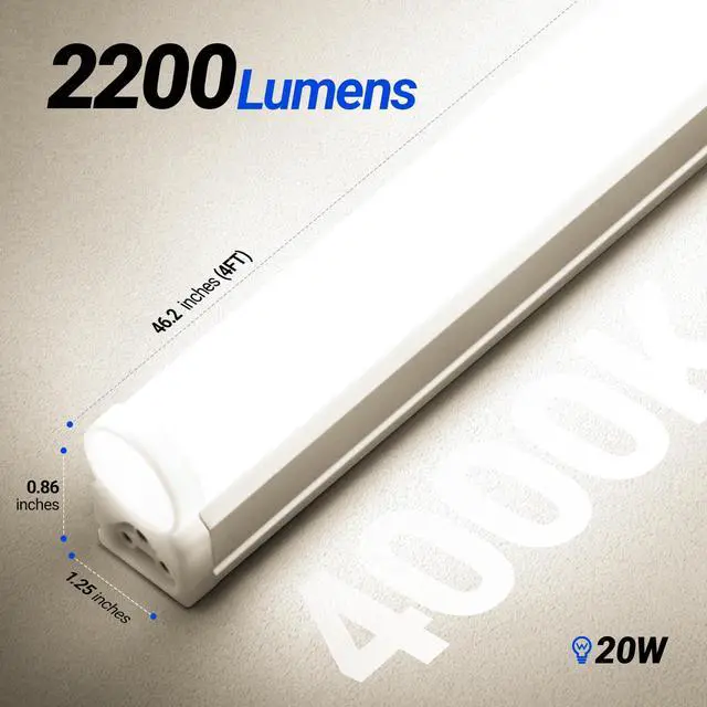 Alt view image 7 of 7 - LED T5 Shop Light 4FT, 2200lm, 4000K Cool White, 20W, 8 Packs Linkable Shop Lights, Ceiling and Under Cabinet Light, Tube Lights for Garage Warehouse Workshop Basement, ETL Listed