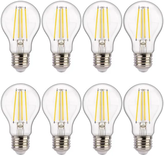 Main image of Dusk to Dawn Outdoor Sensor A19 LED Light Bulb, 5000K Daylight,8W (100W Eqv.), 1400LM, Vintage Filament E26 Base,Auto On/Off Photocell Automatic for Energy-Efficient Outdoor Lighting, 8 Pack