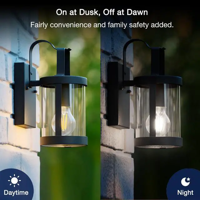 Alt view image 2 of 7 - Dusk to Dawn Outdoor Sensor A19 LED Light Bulb, 5000K Daylight,8W (100W Eqv.), 1400LM, Vintage Filament E26 Base,Auto On/Off Photocell Automatic for Energy-Efficient Outdoor Lighting, 8 Pack