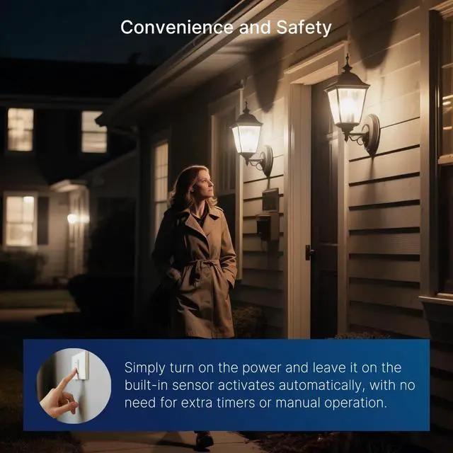 Alt view image 3 of 7 - Dusk to Dawn Outdoor Sensor A19 LED Light Bulb, 5000K Daylight,8W (100W Eqv.), 1400LM, Vintage Filament E26 Base,Auto On/Off Photocell Automatic for Energy-Efficient Outdoor Lighting, 8 Pack