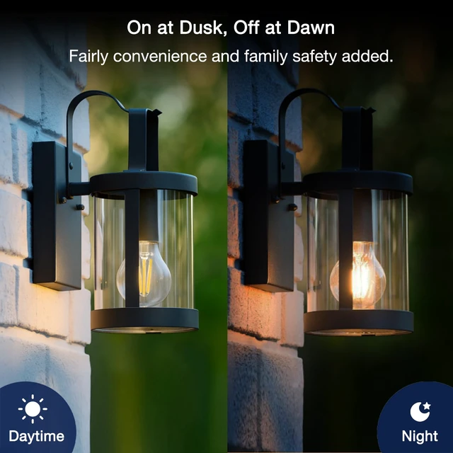 Alt view image 2 of 7 - Dusk to Dawn Outdoor Sensor A19 LED Edison Bulbs,8W (100W Eqv.), 1400LM,Vintage Filament E26 Base, Auto On/Off Photocell Automatic for Energy-Efficient Outdoor Lighting, 2700K Soft White, 8 Pack