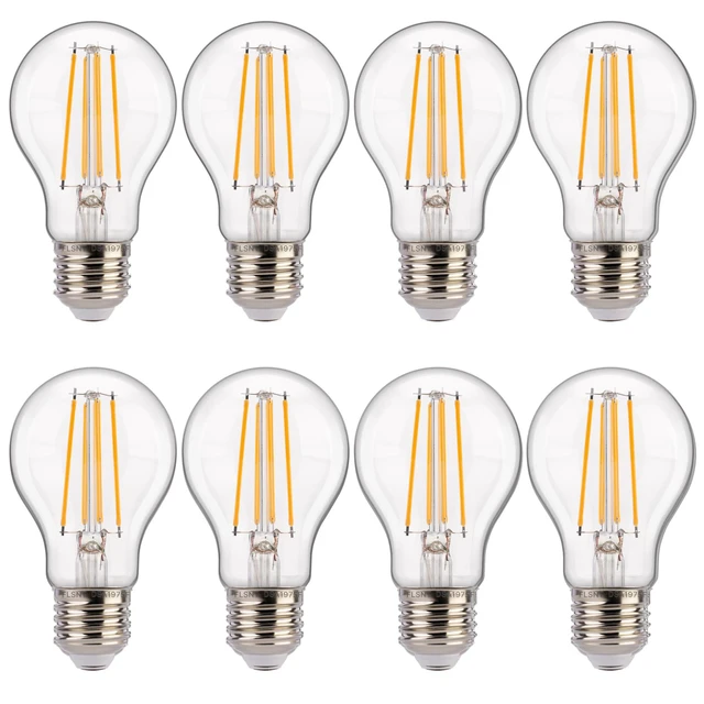 Main image of Dusk to Dawn Outdoor Sensor A19 LED Edison Bulbs,8W (100W Eqv.), 1400LM,Vintage Filament E26 Base, Auto On/Off Photocell Automatic for Energy-Efficient Outdoor Lighting, 2700K Soft White, 8 Pack
