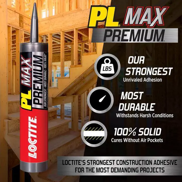 Alt view image 4 of 7 - PL Premium Max Construction Adhesive, 9 fl oz Cartridge, 6 Pack - Versatile Construction Glue for Wood, Concrete, Stone & More