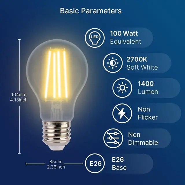 Alt view image 7 of 7 - Dusk to Dawn Outdoor Sensor A19 LED Edison Bulbs,8W (100W Eqv.), 1400LM,Vintage Filament E26 Base, Auto On/Off Photocell Automatic for Energy-Efficient Outdoor Lighting, 2700K Soft White, 8 Pack