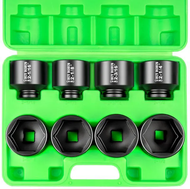 Main image of 3/4 Drive Stubby Impact Socket Set, 8 PCS Axle Nut Set 12point SAE Standard Sizes 2-1/16, 2-1/8, 2-3/16, 2-1/4, 2-5/16, 2-3/8, 2-7/16, 2-1/2, Heavy Duty Use In Removing And Installing Axle Nuts