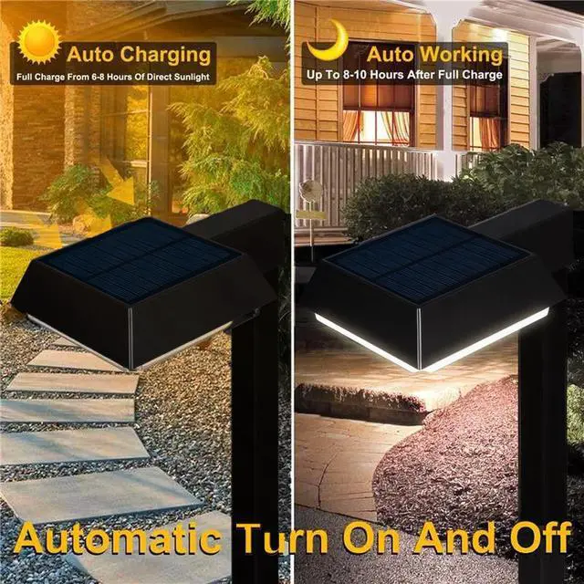 Alt view image 7 of 7 - Solar Pathway Lights 300LM 2-in-1 Warm White & Daylight Modes Black Waterproof Led, for Sidewalk/Driveway/Walkway, Auto Dusk-To-Dawn, Durable Outdoor Landscape Lighting, 6 Pack