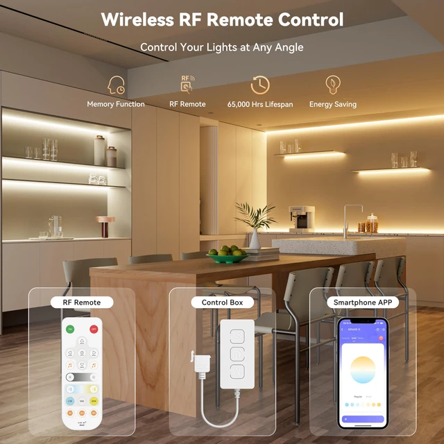 Alt view image 3 of 7 - CCT COB LED Strip Light White Tunable 6400LEDs,CRI90+ 32.8ft/10m Dimmable 2700K-6500K 24V LED Tape Lights Kit,Work with Alexa/Google Assistant,for Under Cabinet Bedroom Kitchen DIY Lighting