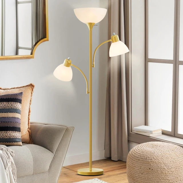 Main image of Floor Lamps for Living Room, 72" Tall Standing Lamps, Torchiere Lamp 8W Adjustable Reading Lights, Modern Bright Floor Lamp for Bedroom, Office, Dresser, Gold&White, Bulbs Included