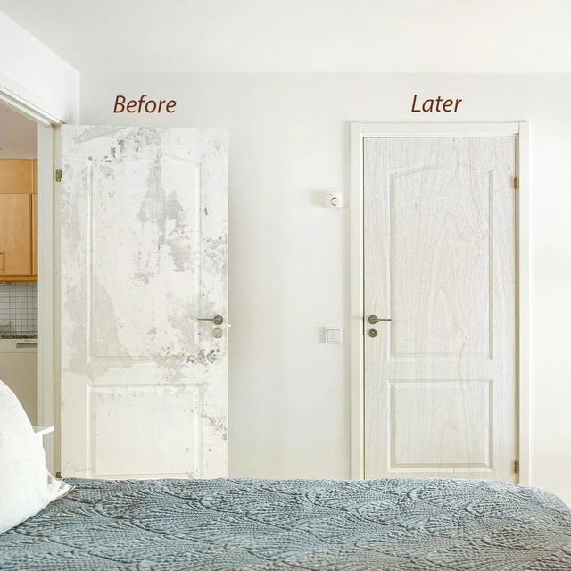 Alt view image 6 of 7 - White Wood Wallpaper Wood Grain Contact Paper for Cabinet23.6393 Natural Wood Grain Texture,Vinyl Waterproof Countertop Drawer,Self-Adhesive Wallpaper for Kitchen Funiture Easy Install/Clean